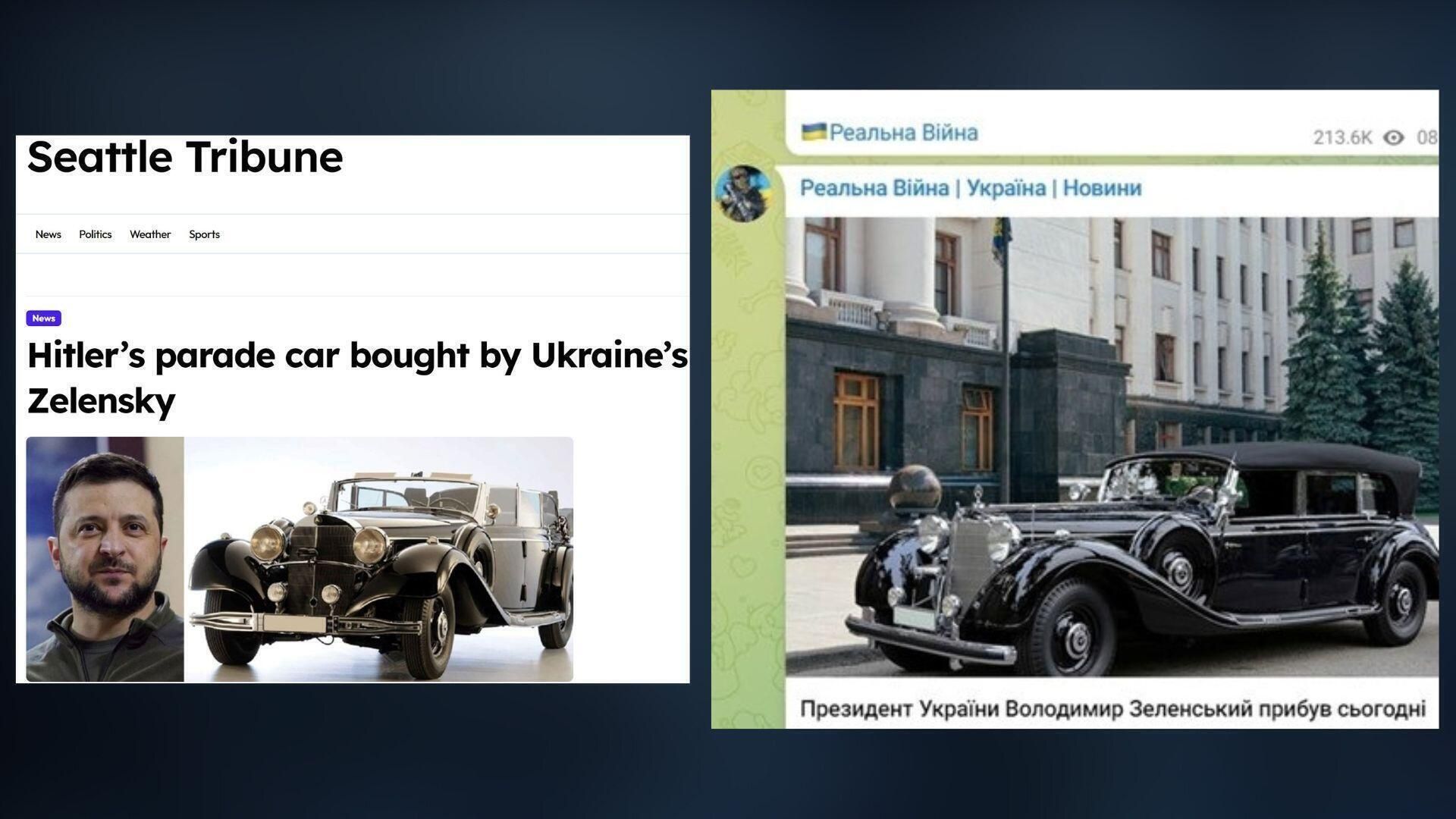 В России признали, что Зеленский таки не покупал авто Гитлера, но все равно крутили об этом сюжеты - 24 Канал