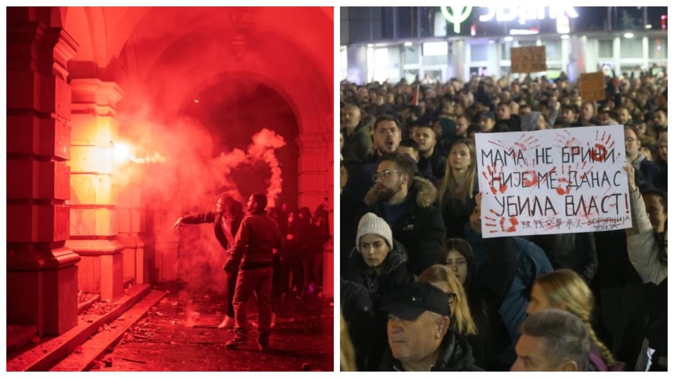 В сербском Новом Саде протестующие атакуют мэрию из-за трагедии на вокзале - 24 Канал