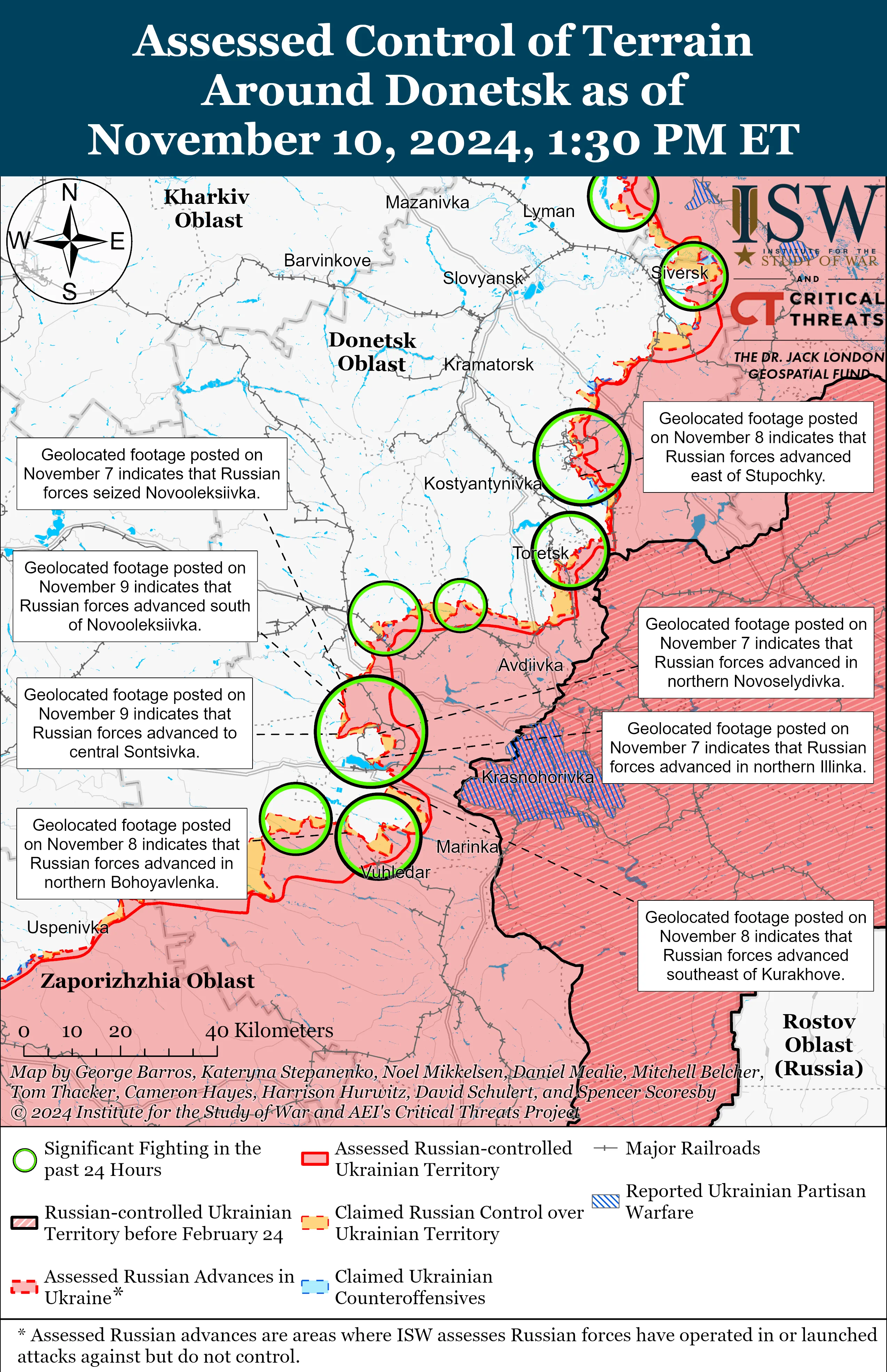 Карта ISW Донецкой области 