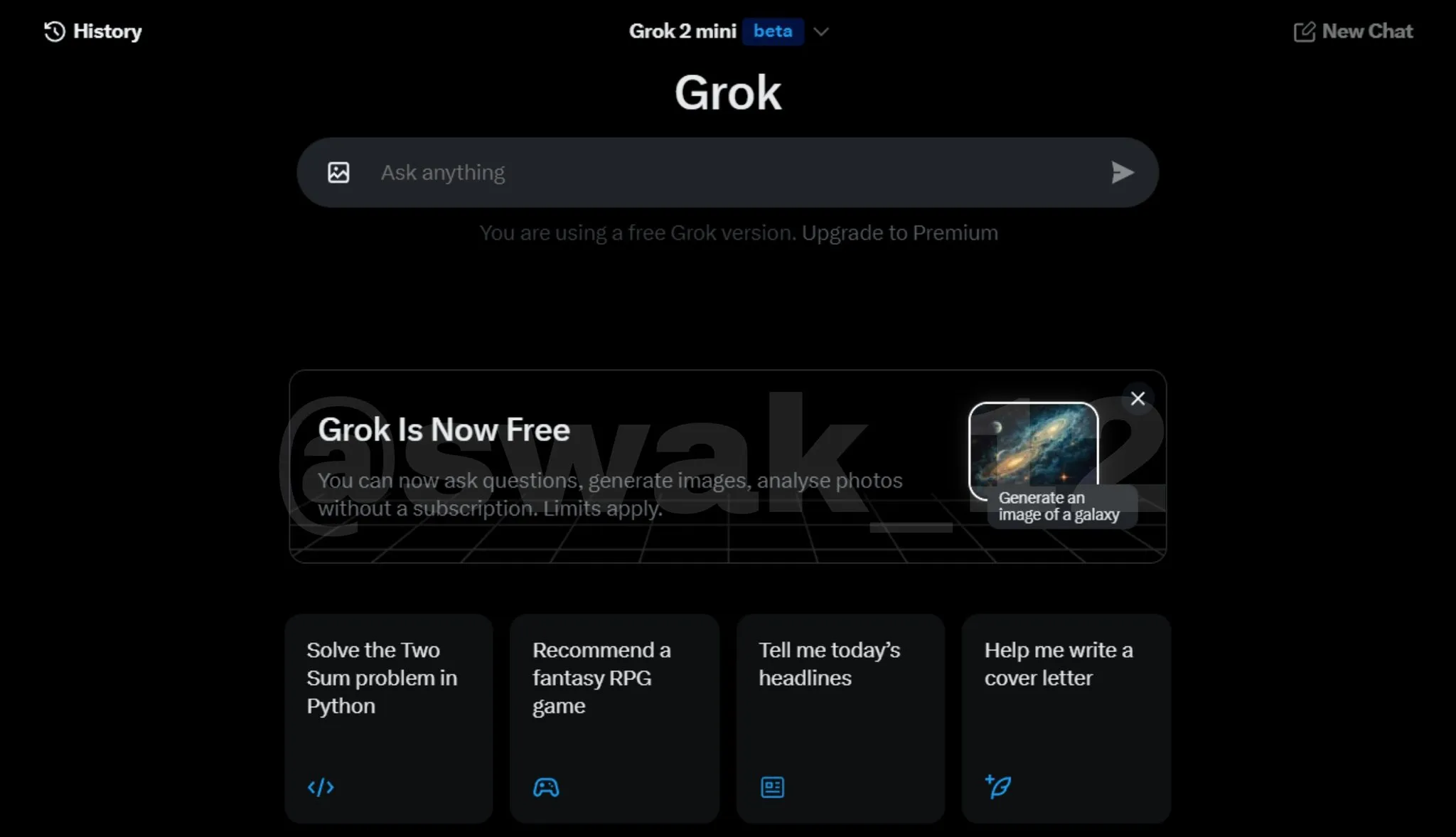Повідомлення, яке сповіщає про ширшу доступність ШІ Grok Повідомлення, яке сповіщає про ширшу доступність ШІ Grok