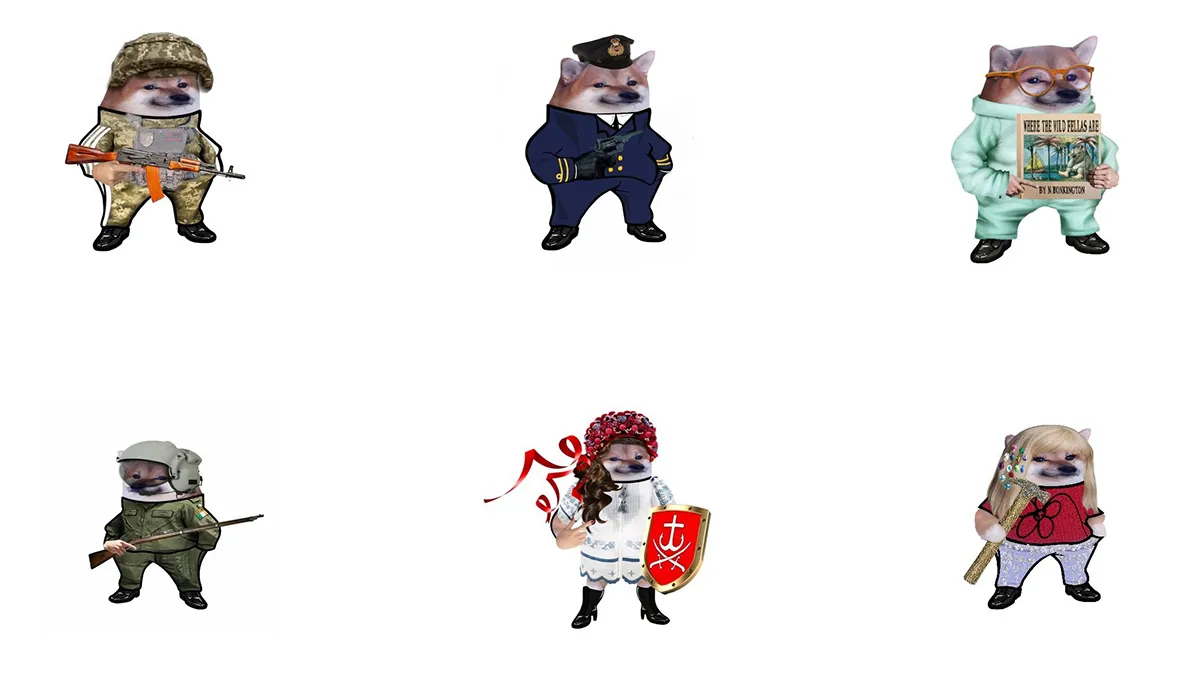 Приклади аватарів, які використовують у своїх профілях представники NAFO Приклади аватарів, які використовують у своїх профілях представники NAFO