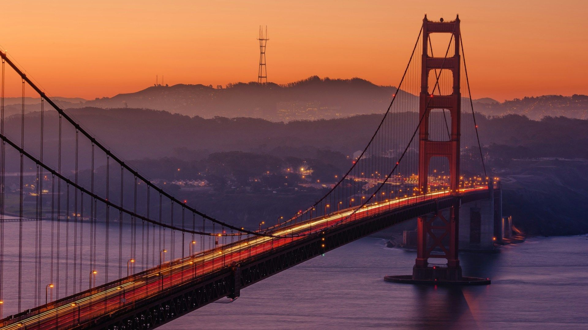 Міст у Сан-Франциско Golden Gate Bridge на фоні заходу сонця - Закордон