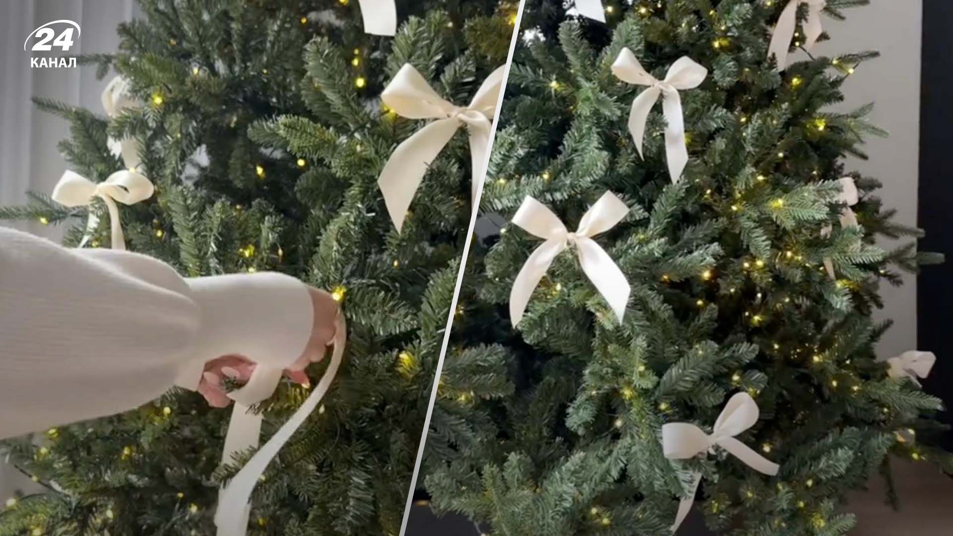 Как украсить елку бантами Как украсить елку бантами