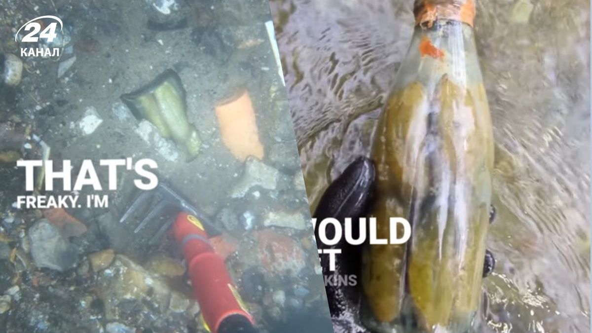 Жінка знайшла на дні річки в Англії пляшку з огірками Жінка знайшла на дні річки в Англії пляшку з огірками