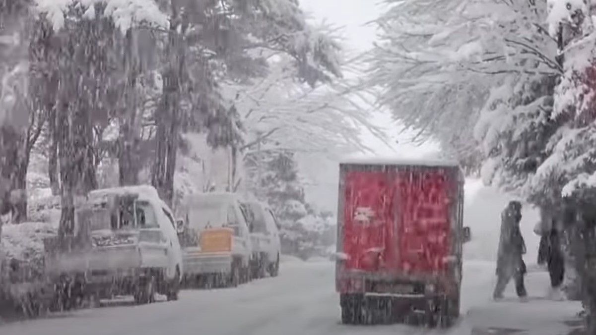Заснеженная дорога в Сеуле Заснеженная дорога в Сеуле