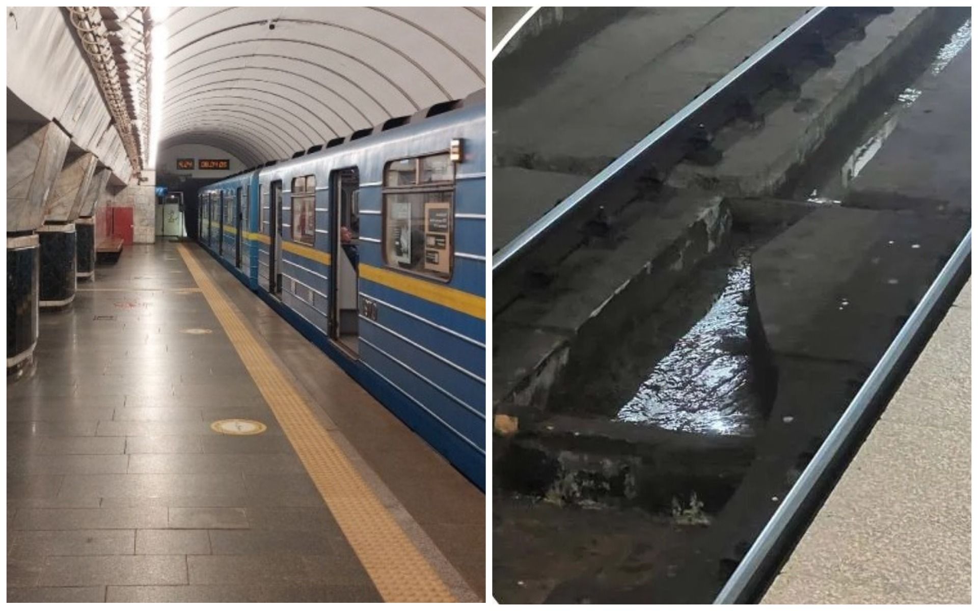 На Демиевской снова появилась вода между рельсами - 24 Канал На Демиевской снова появилась вода между рельсами - 24 Канал