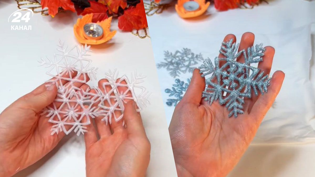Сніжинки з термоклею Сніжинки з термоклею