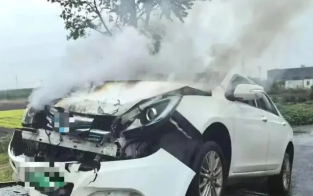 У Китаї загорілася автівка