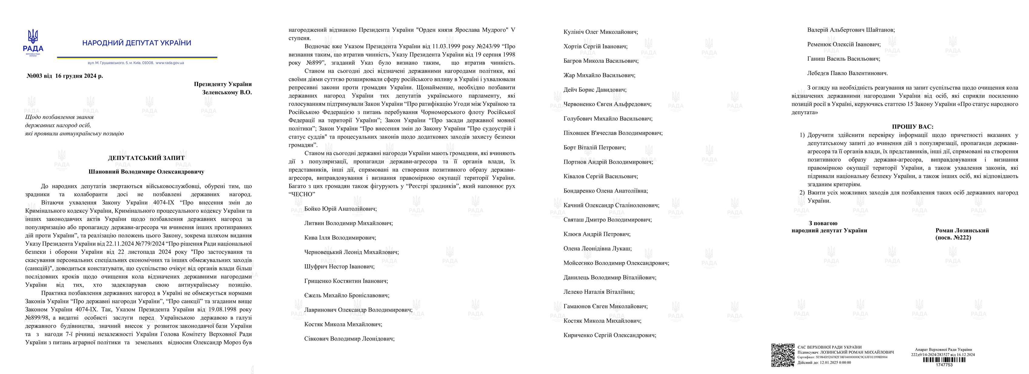 Текст запиту та повний перелік