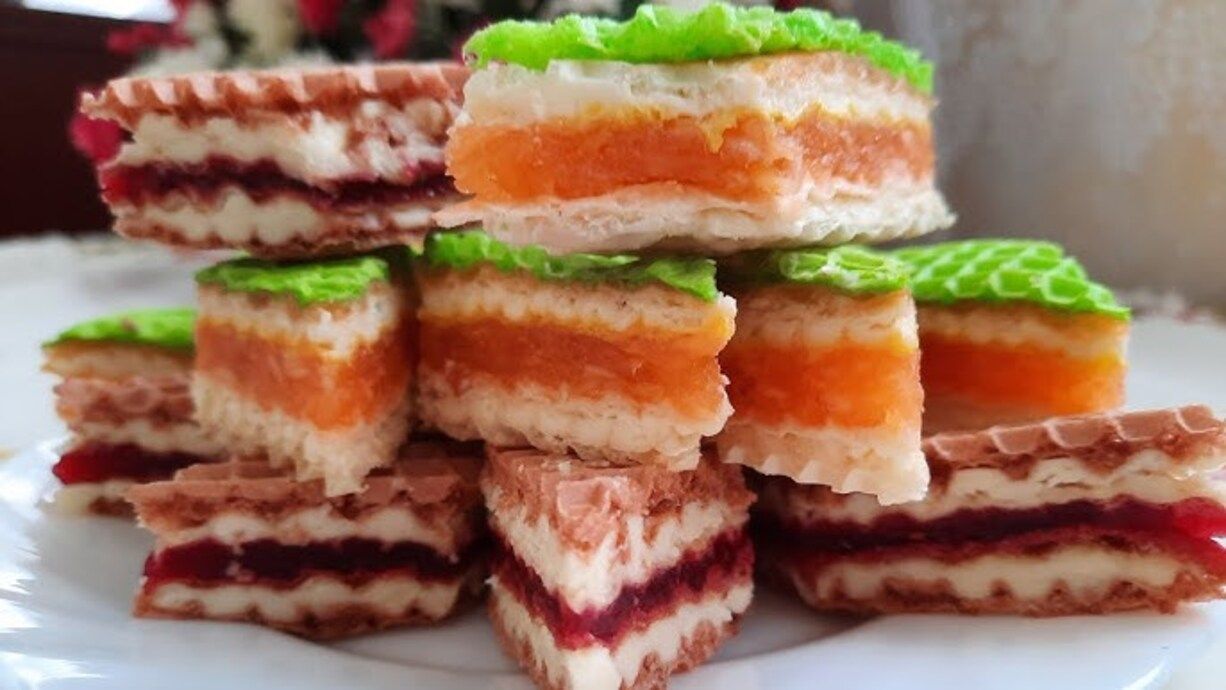 Готовим вафельный торт с желе Готовим вафельный торт с желе