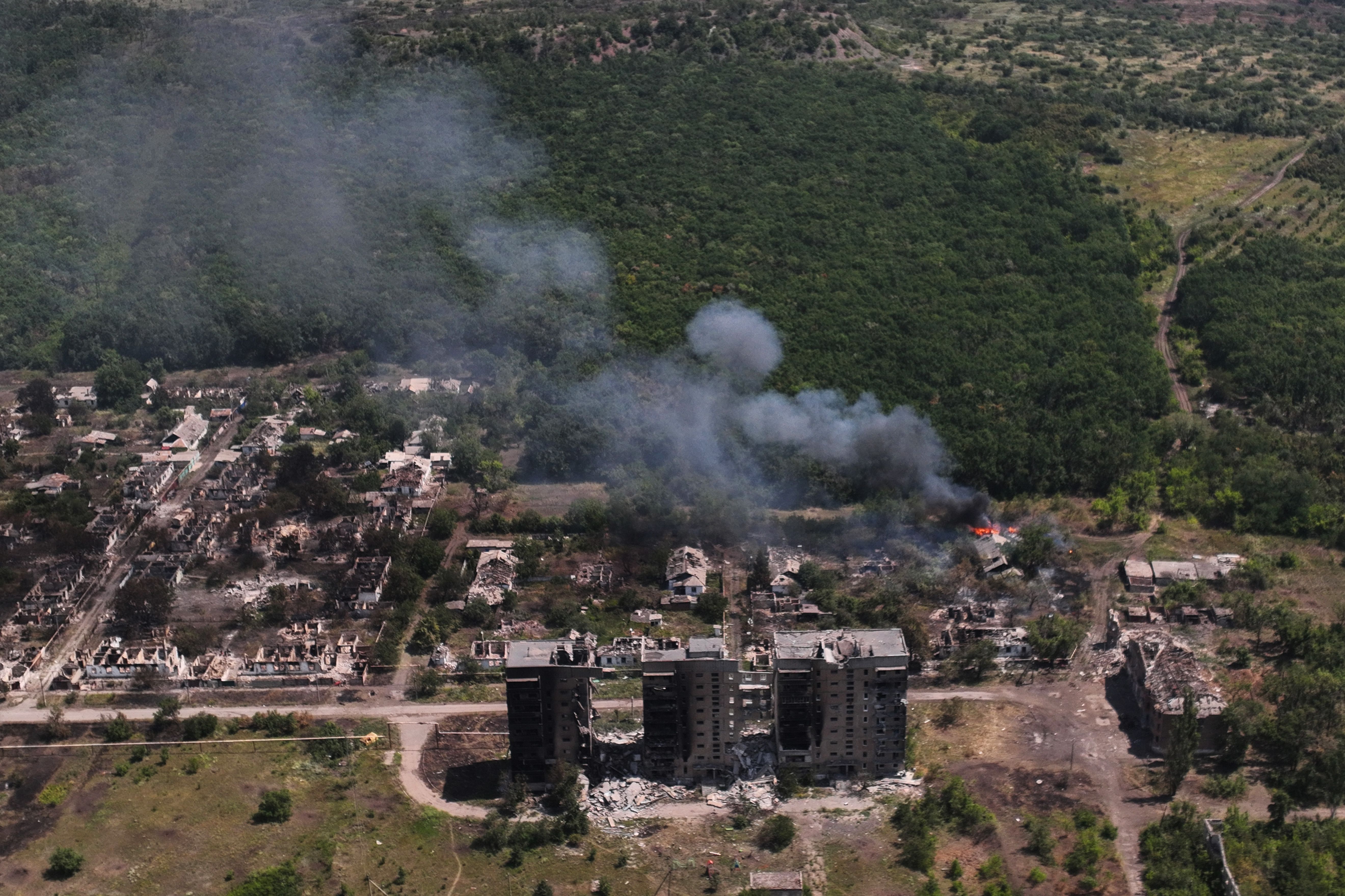 Фото Торецька після атак росіян у липні 2024 