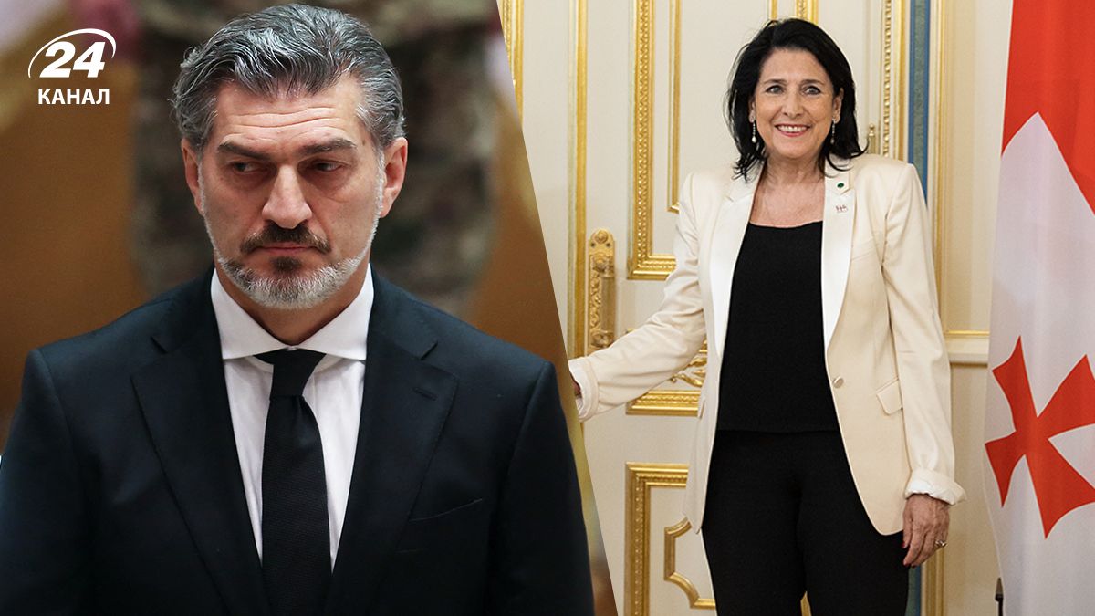 Новий "президент" Грузії Кавелашвілі та опозиційна президентка Грузії Зурабішвілі Новий "президент" Грузії Кавелашвілі та опозиційна президентка Грузії Зурабішвілі