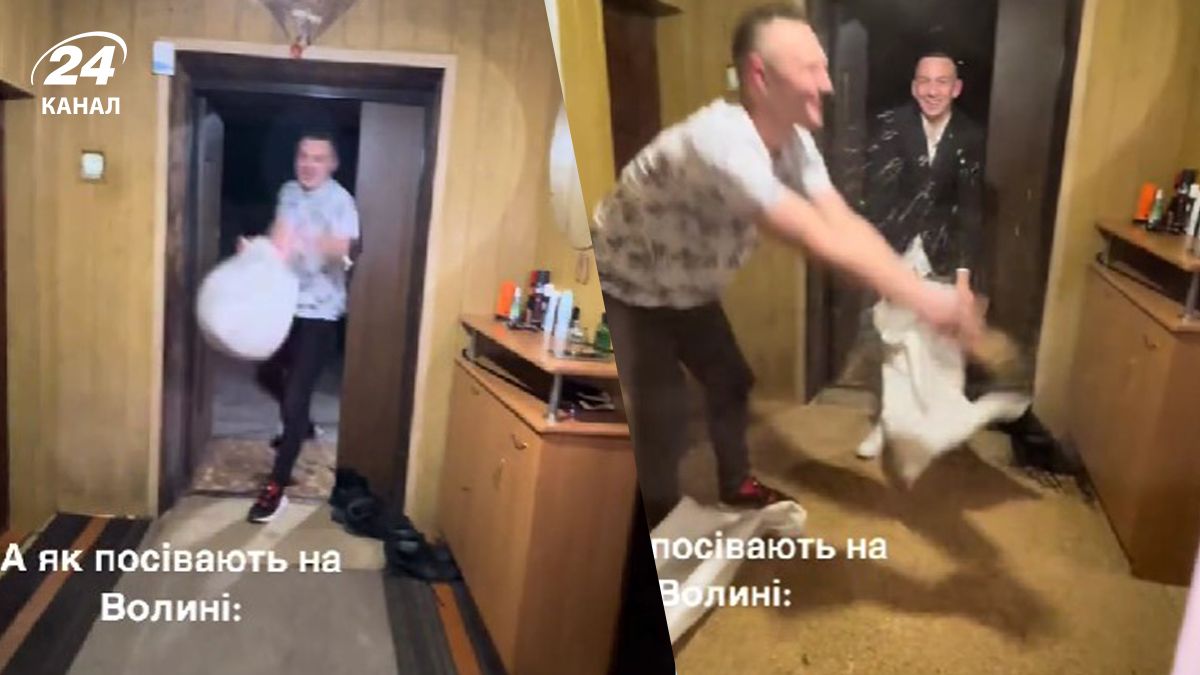 Щедровальники на Волыни высыпали 2 мешка зерна - видео