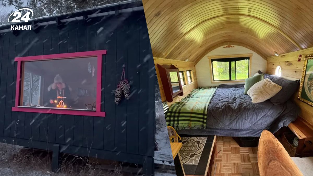 Жінка своїми руками збудувала дім у лісі Жінка своїми руками збудувала дім у лісі