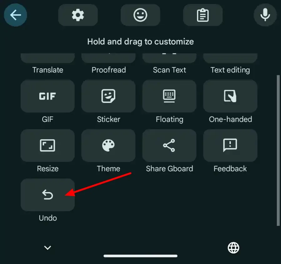Кнопка скасування у Gboard Кнопка скасування у Gboard