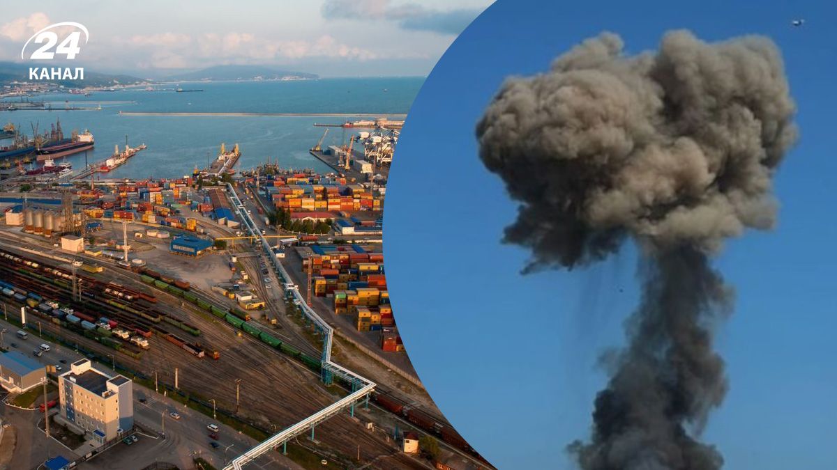 Порт у Новоросійську, який 11 січня 2025 року опинився під атакою дронів Порт у Новоросійську, який 11 січня 2025 року опинився під атакою дронів
