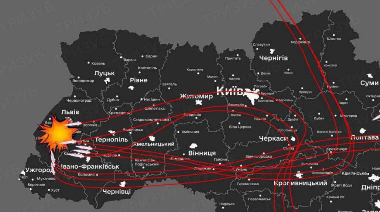 Карта руху ракет 15 січня Карта руху ракет 15 січня