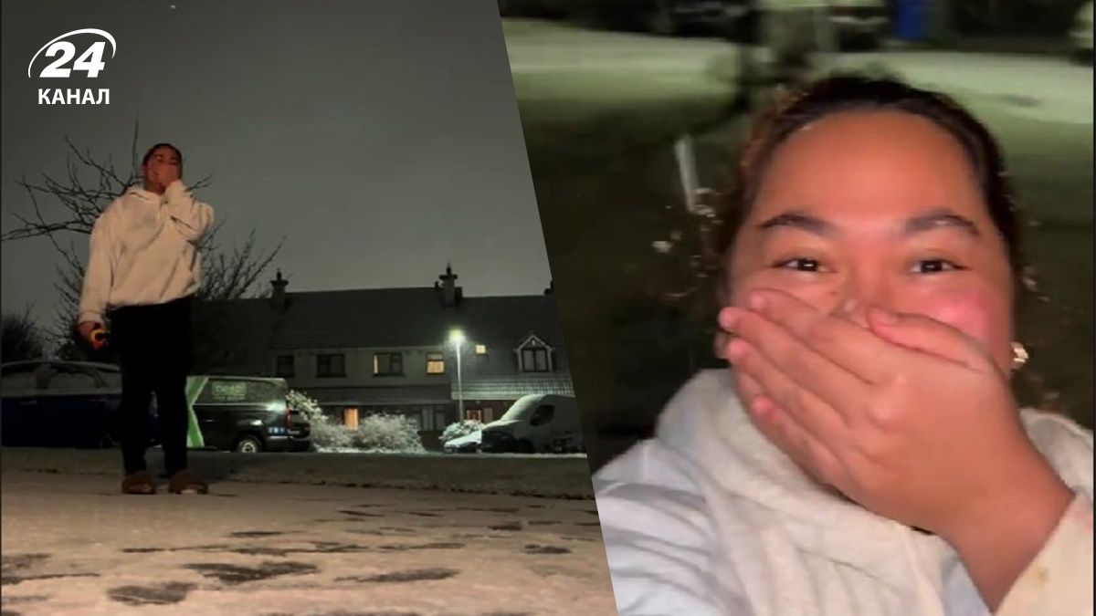 Женщина показала свою реакцию на первый снег – милое видео Женщина показала свою реакцию на первый снег – милое видео