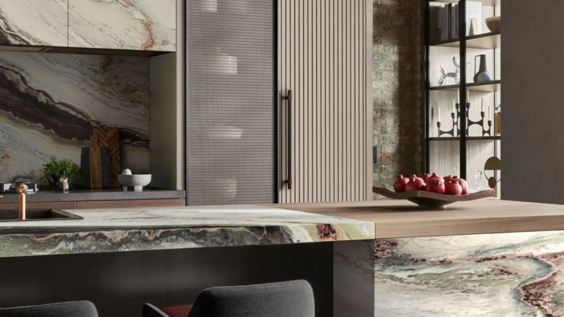 Рифлені кухонні шафи Рифлені кухонні шафи