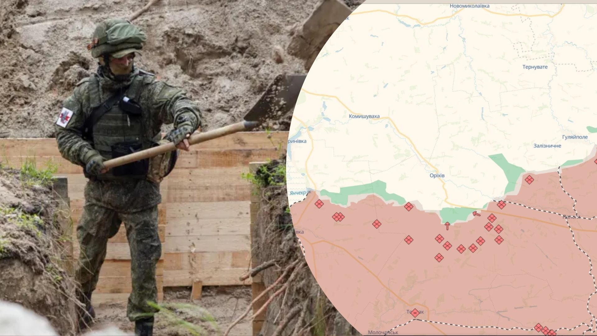 Россияне роют окопы на Запорожье Россияне роют окопы на Запорожье