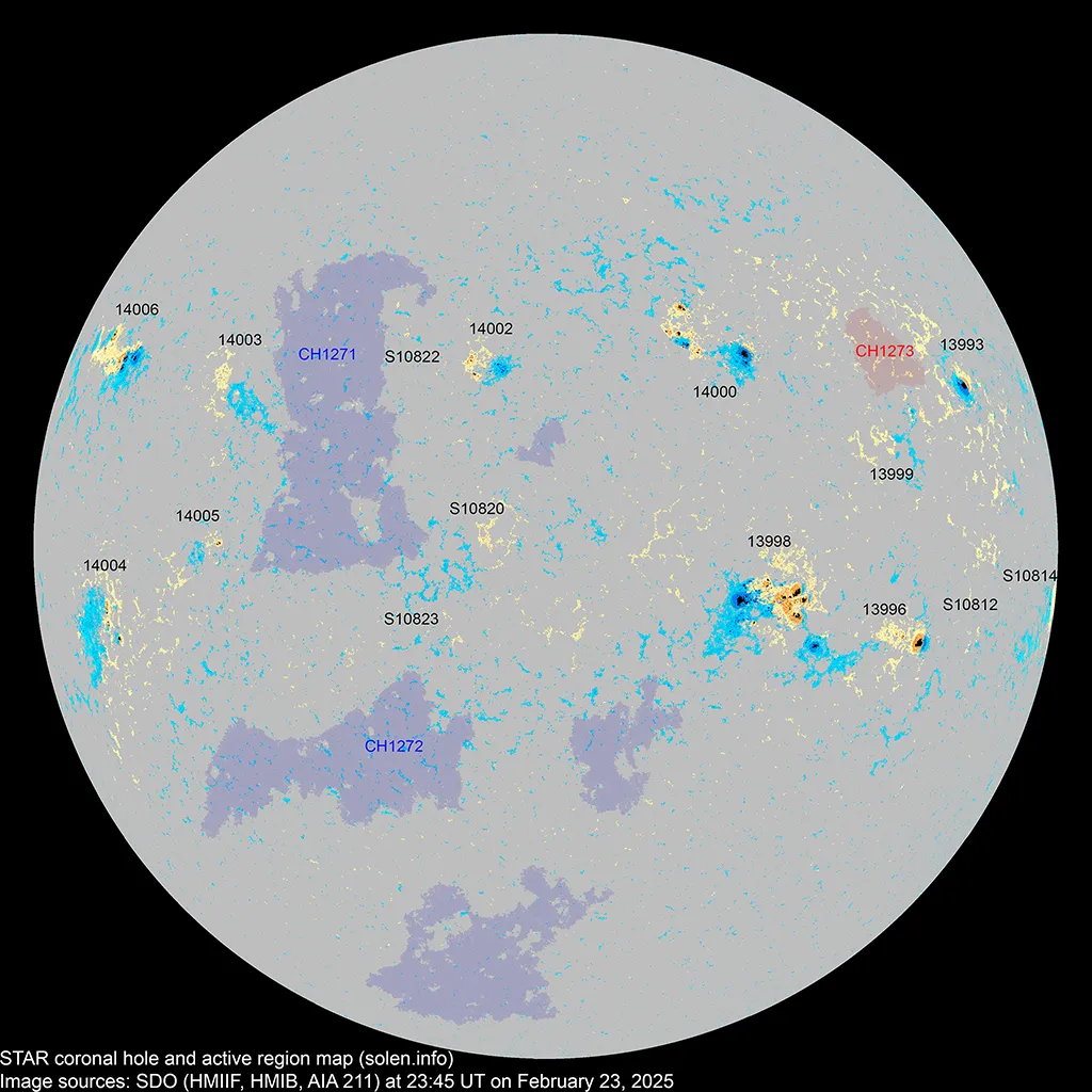 Корональні діри станом на 24 лютого Корональні діри станом на 24 лютого