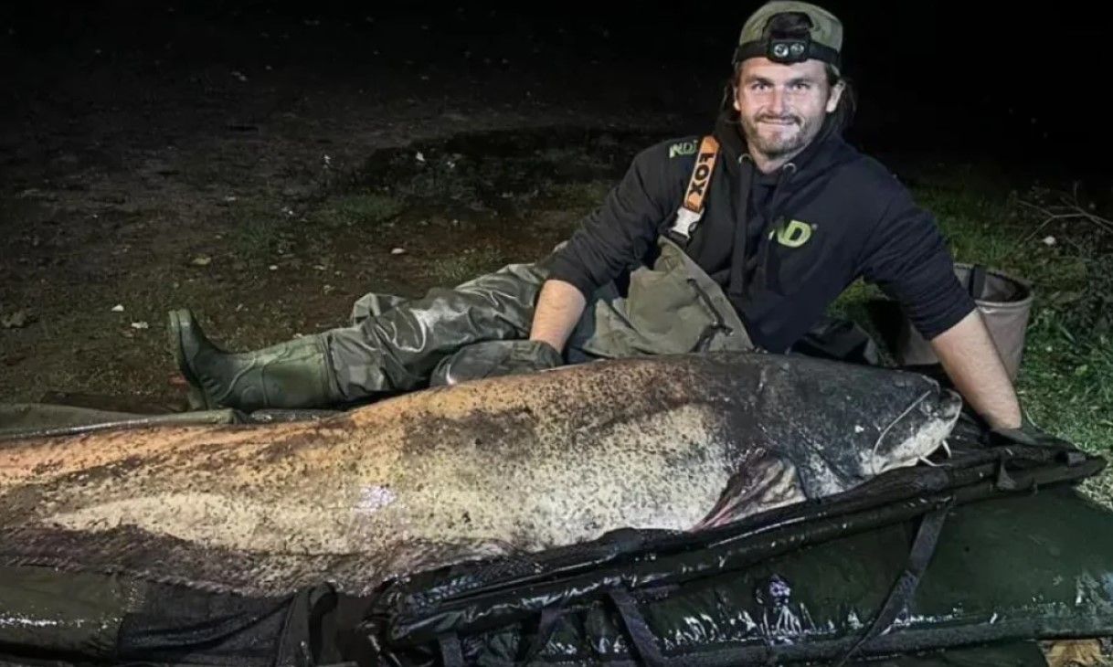 Рибалка спіймав рекордного 2,4-метрового сома Рибалка спіймав рекордного 2,4-метрового сома