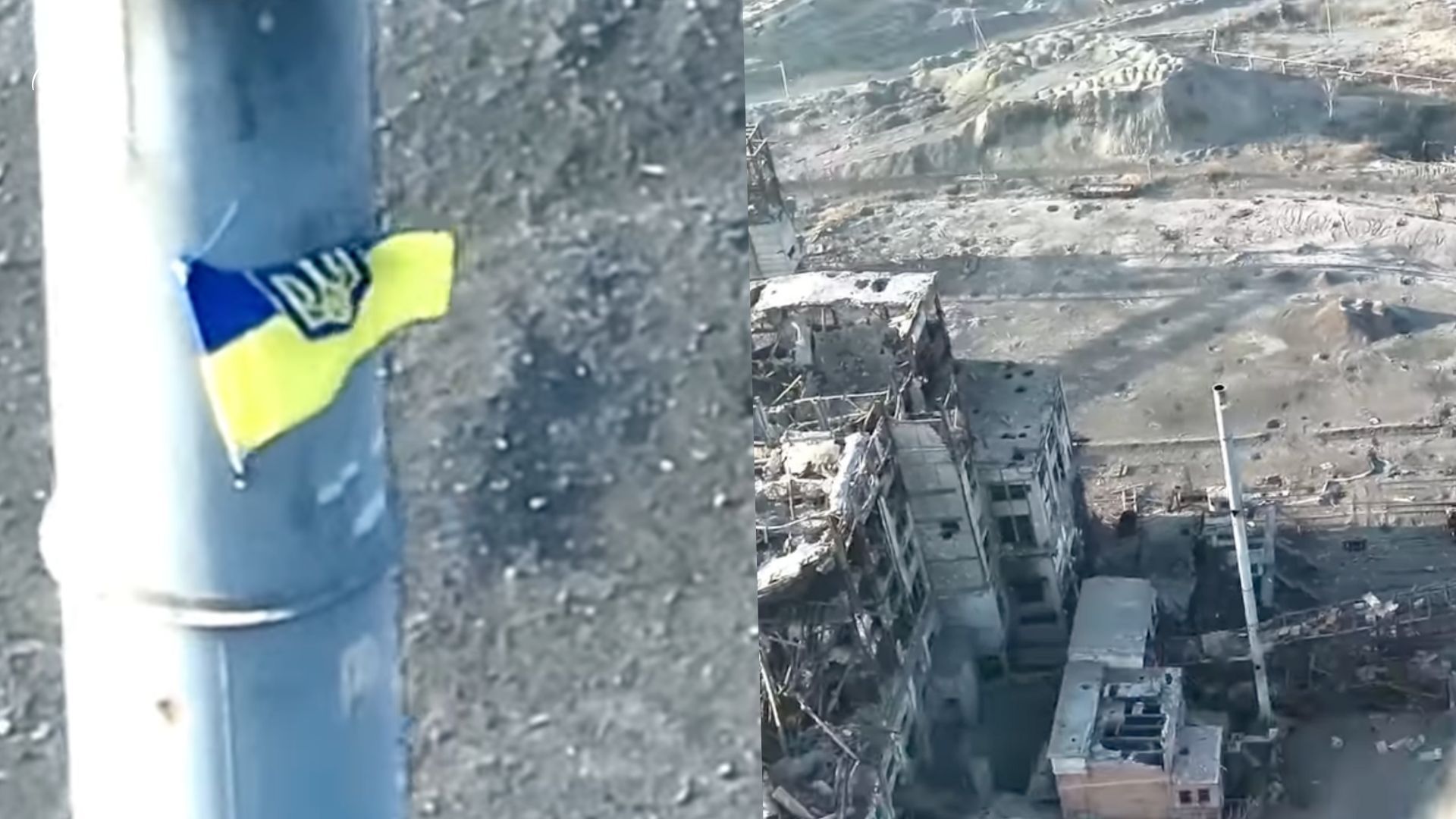 Над шахтою "Центральна" у Торецьку майорить український прапор Над шахтою "Центральна" у Торецьку майорить український прапор