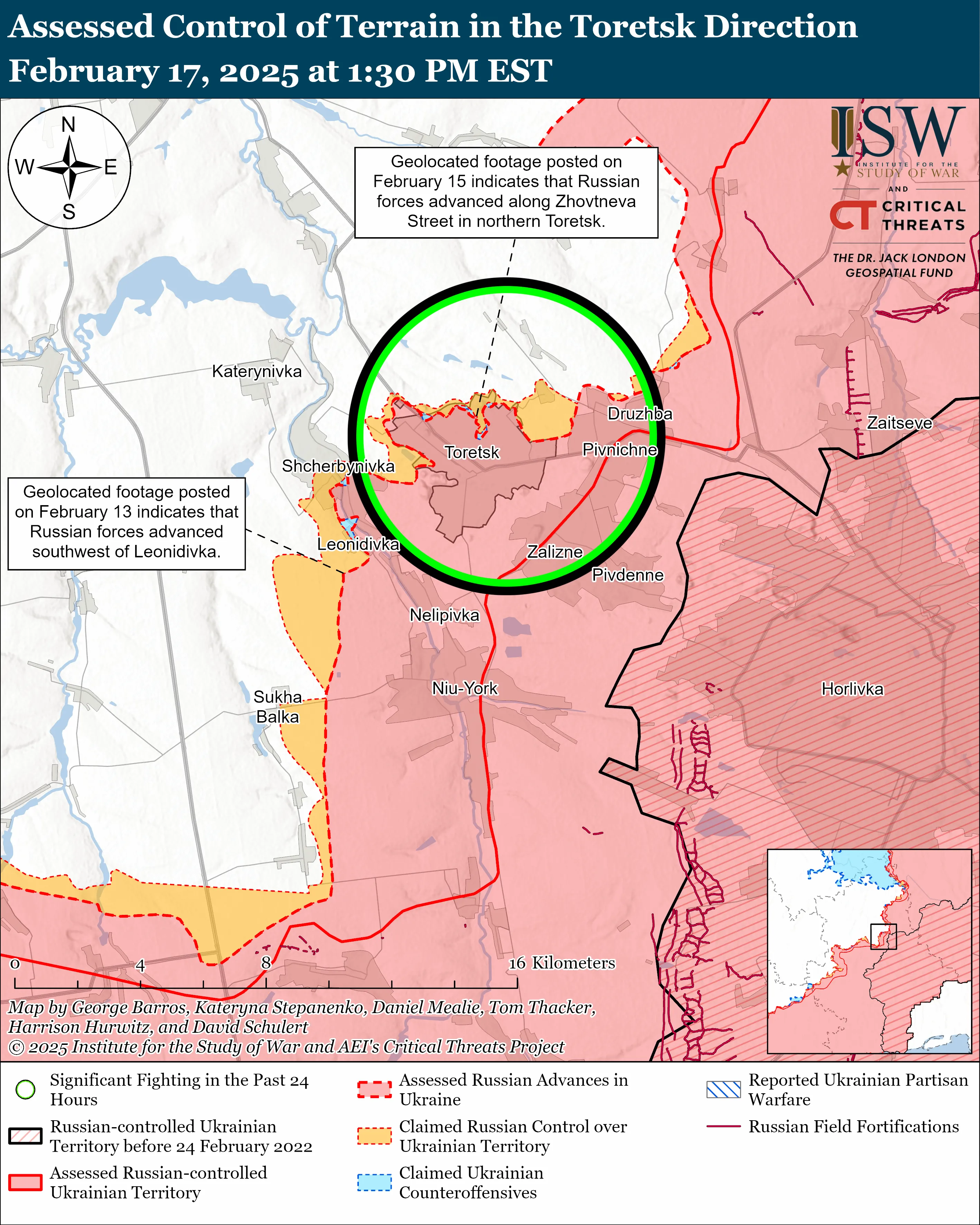 Бои возле Торецка в Донецкой области анализ ISW 17 февраля 2025 года Бои возле Торецка в Донецкой области анализ ISW 17 февраля 2025 года