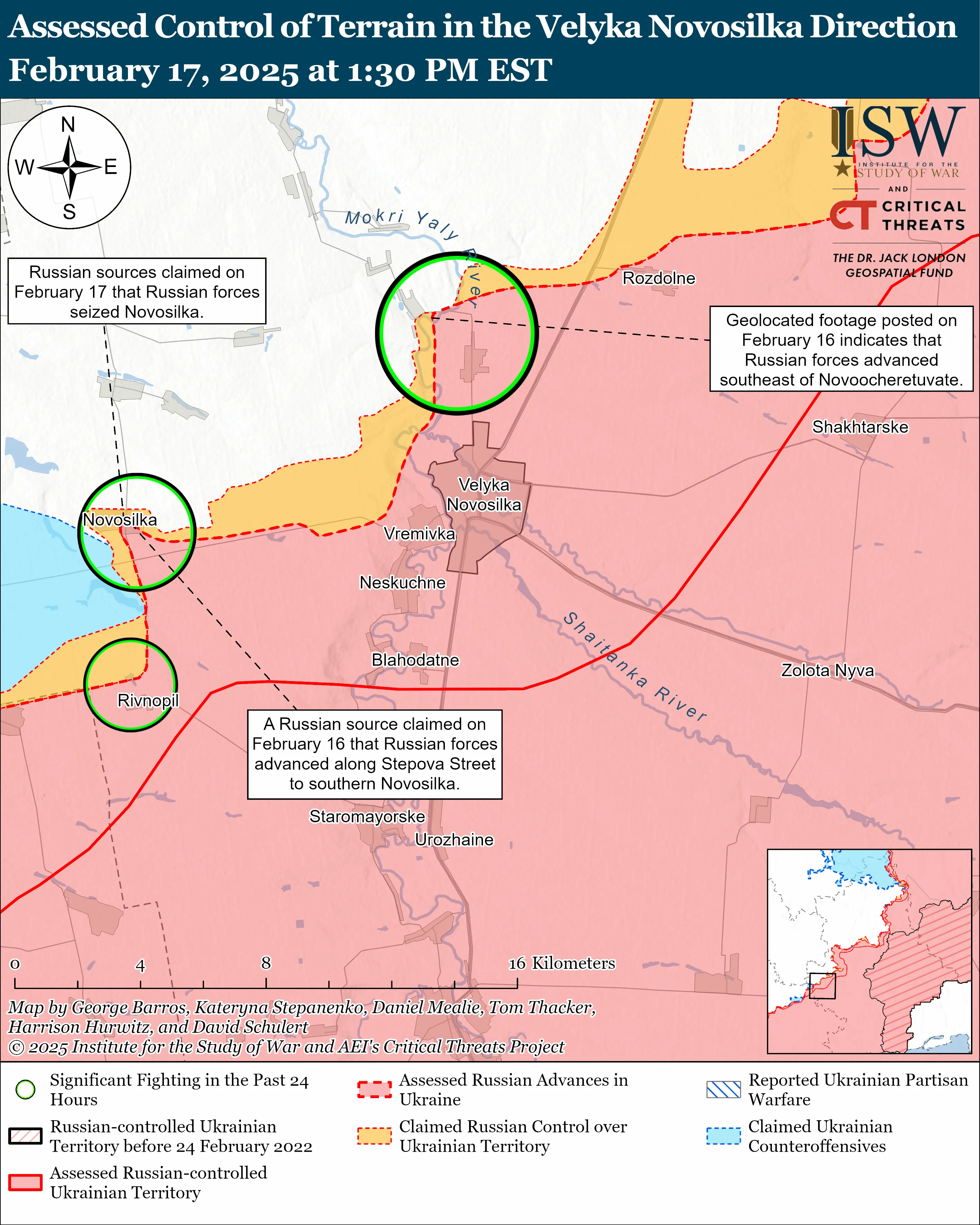 Бои возле Большой Новоселки в Донецкой области анализ ISW 17 февраля 2025 года Бои возле Большой Новоселки в Донецкой области анализ ISW 17 февраля 2025 года