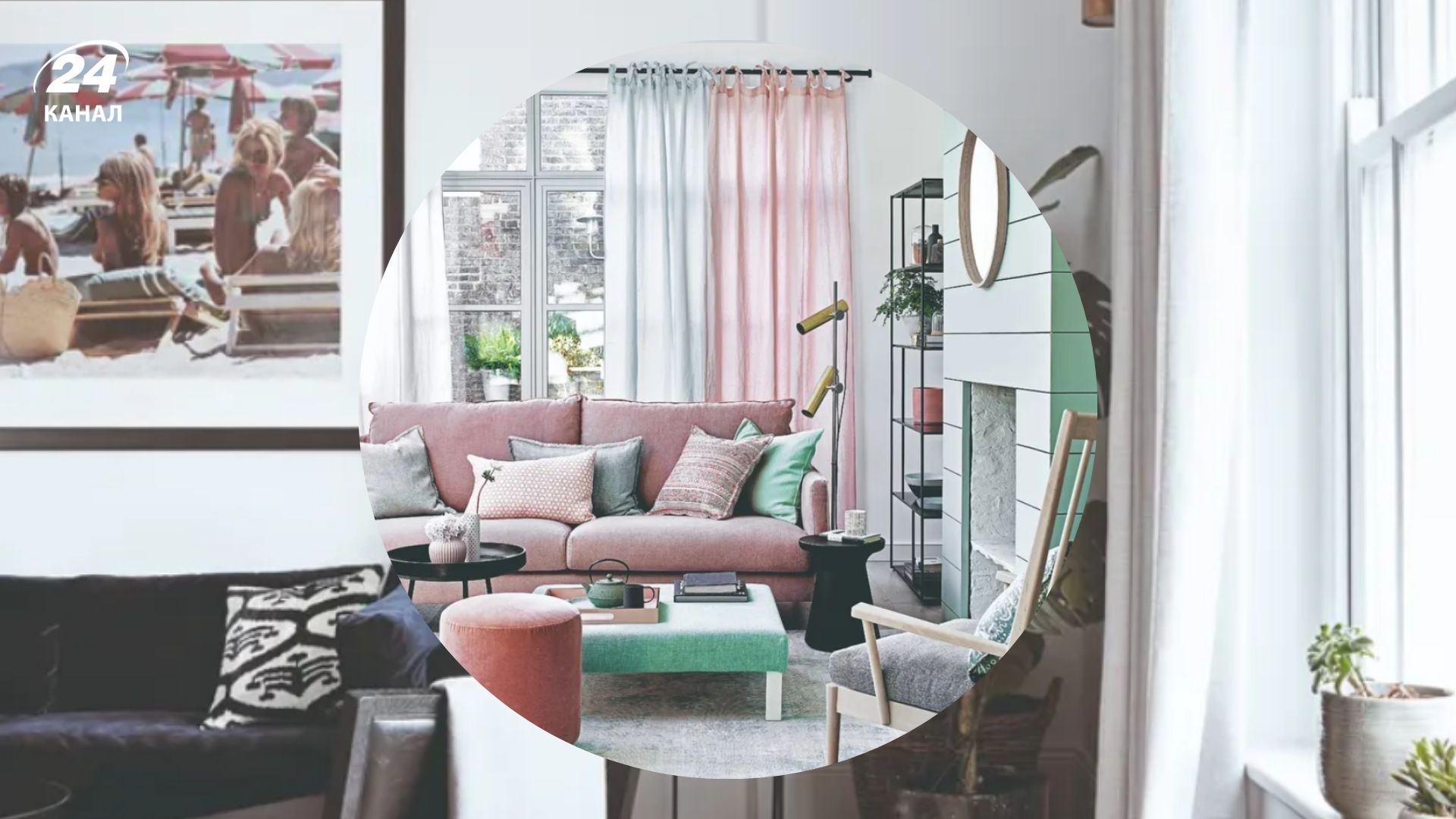 Правильно подобранные шторы способны визуально расширить гостиную