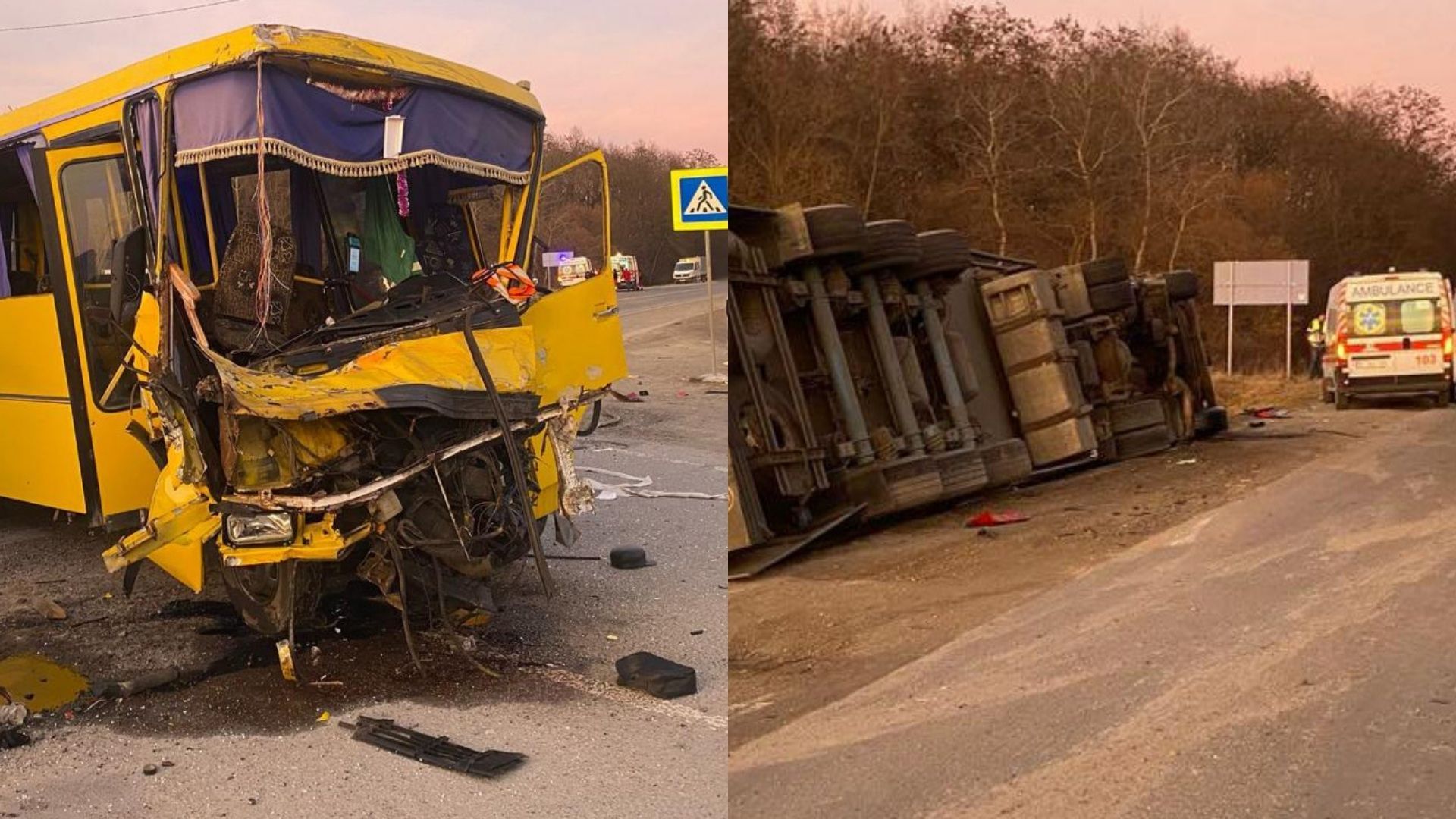 На Львівщині зіштовхнулися пасажирський автобус і вантажівка - 24 Канал На Львівщині зіштовхнулися пасажирський автобус і вантажівка - 24 Канал