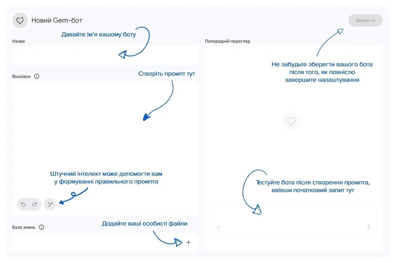 Як налаштувати Gem-бота в Google Gemini Як налаштувати Gem-бота в Google Gemini