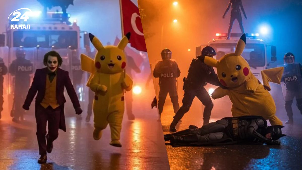 Протесты в Турции в марте 2025 - на улицах заметили Пикачу