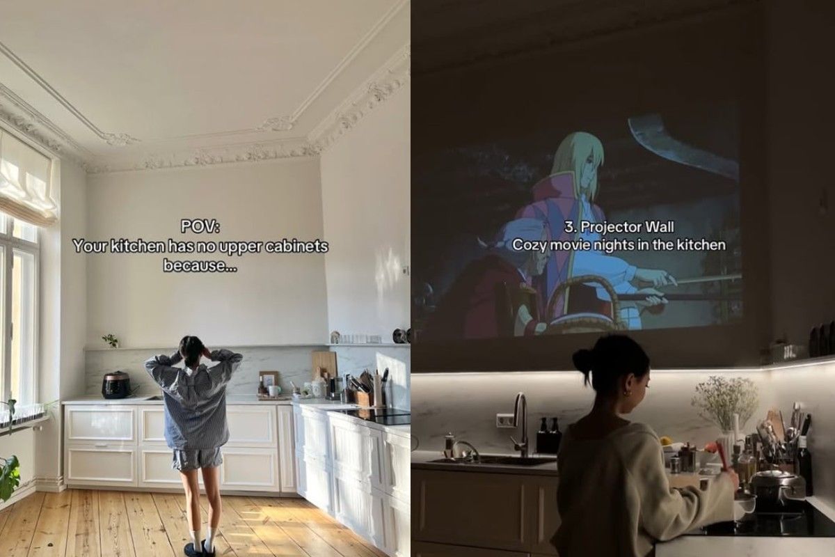 Женщина оригинально использовала свободное пространство на кухне Женщина оригинально использовала свободное пространство на кухне