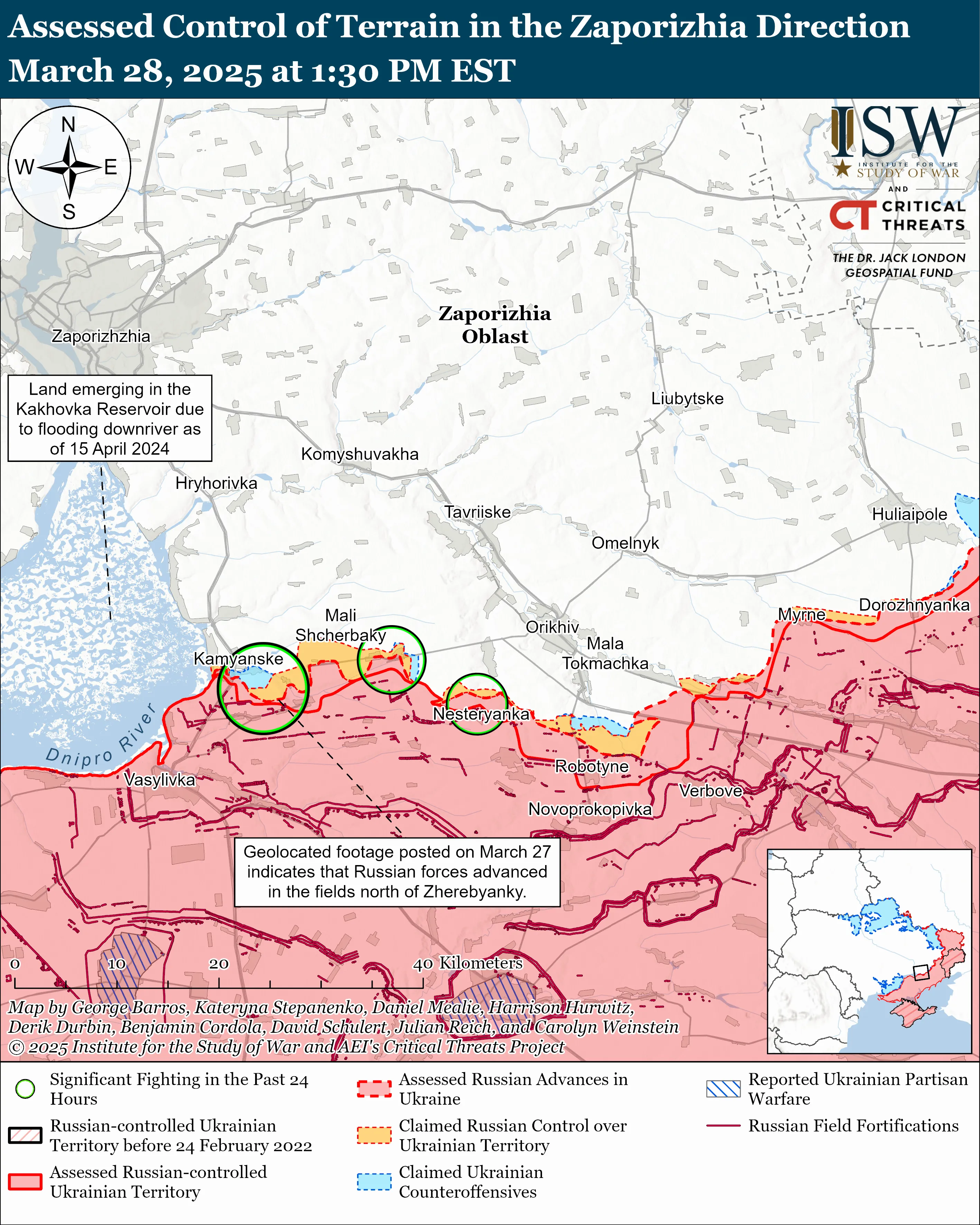 Запорожская область Россия война в Украине Карты ISW 28.03.2025 Запорожская область Россия война в Украине Карты ISW 28.03.2025