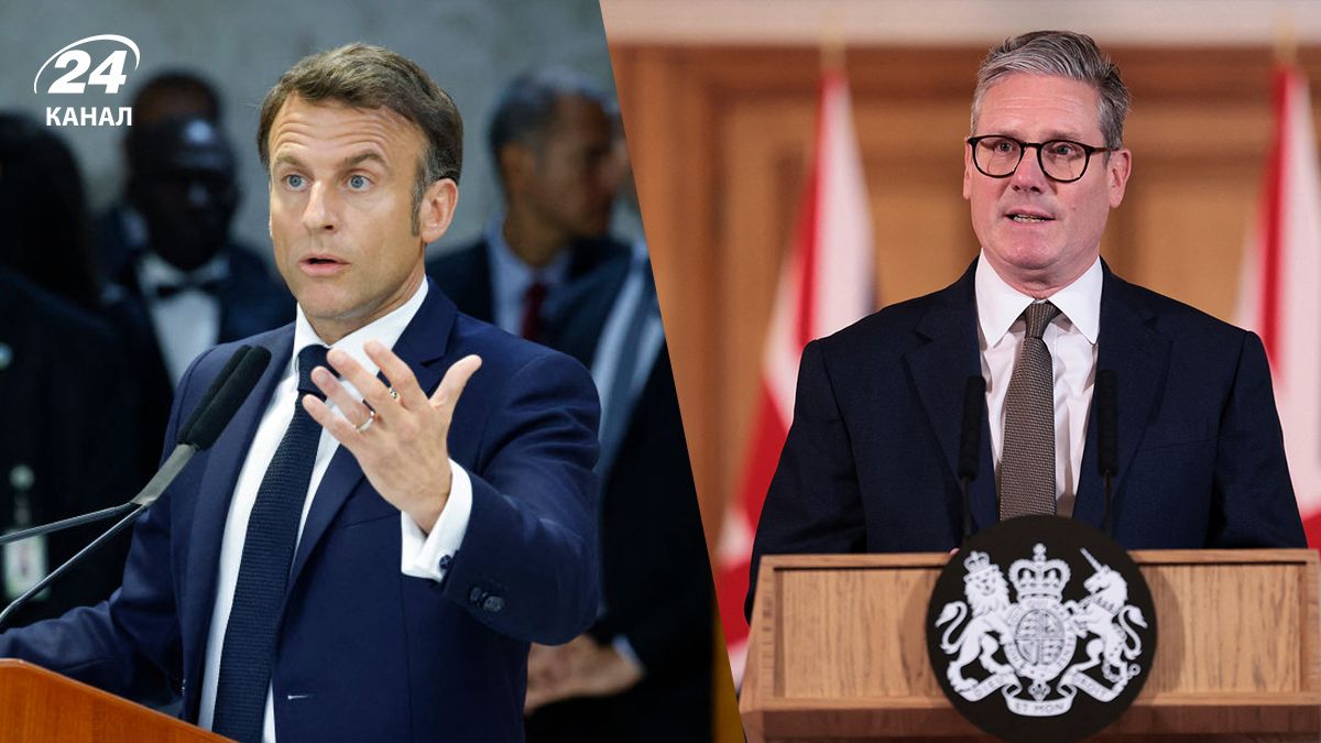 Президент Франції Макрон і прем'єр-міністр Великої Британії Стармер Президент Франції Макрон і прем'єр-міністр Великої Британії Стармер