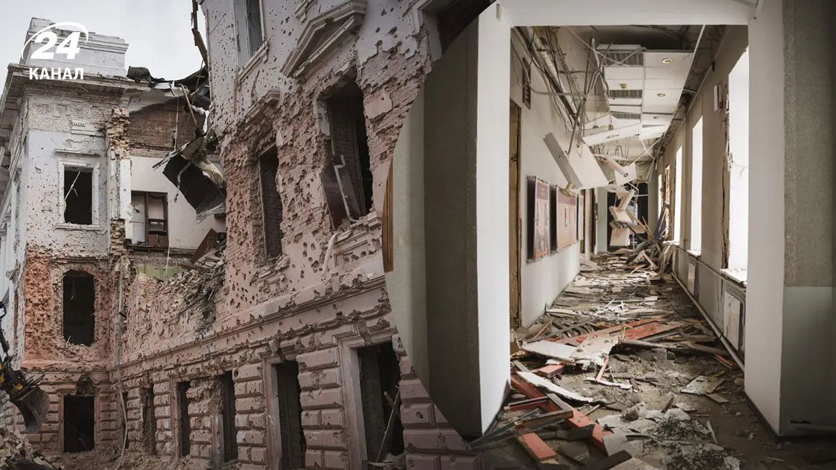 Удар по Сумам 13 апреля 2025 - ранены работники университета - фото здания - 24 Канал Удар по Сумам 13 апреля 2025 - ранены работники университета - фото здания - 24 Канал