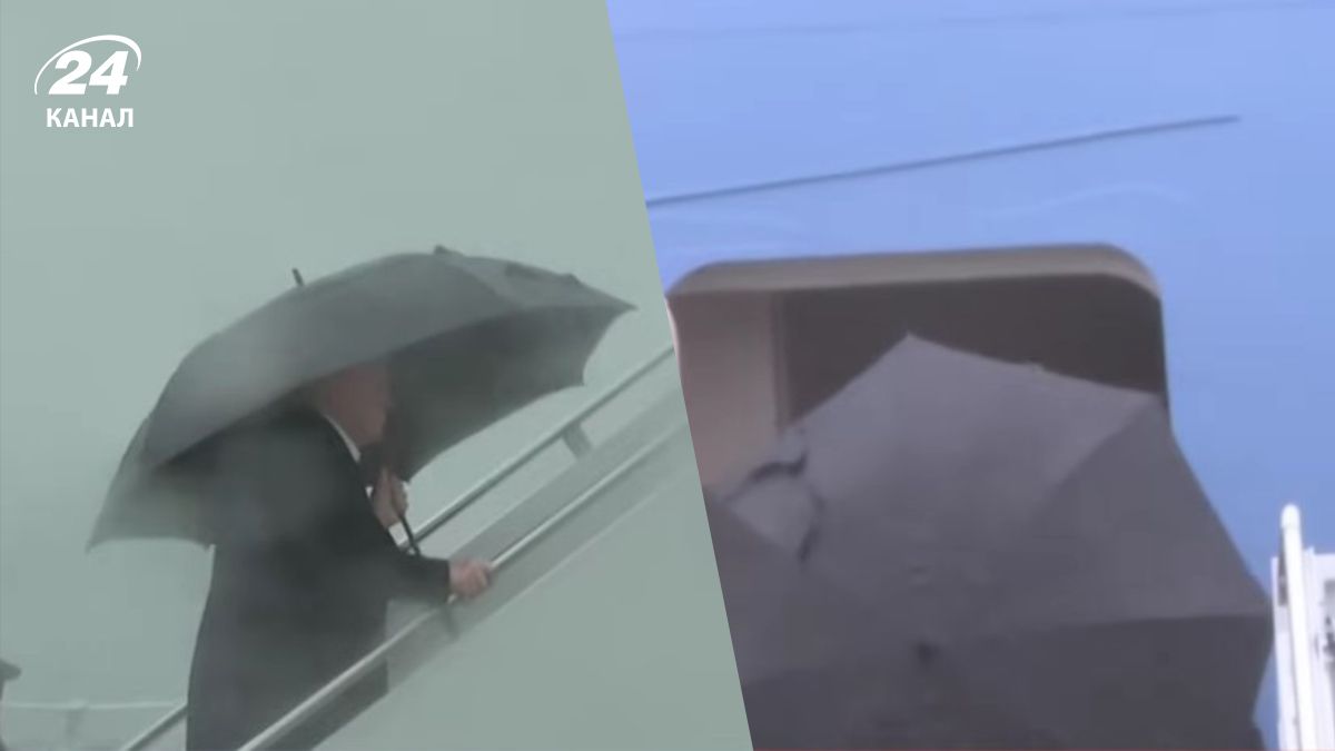 Дональд Трамп не смог закрыть зонт - курьезное видео