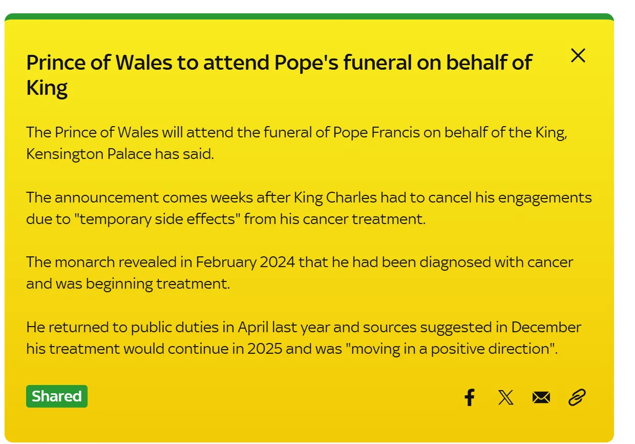 Принц Вільям відвідає похорони Папи Римського Франциска Принц Вільям відвідає похорони Папи Римського Франциска