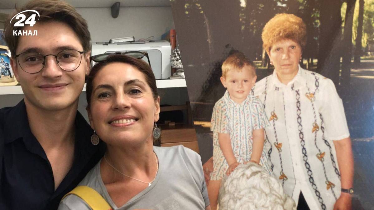 Євген Лісничий з мамою та бабусею