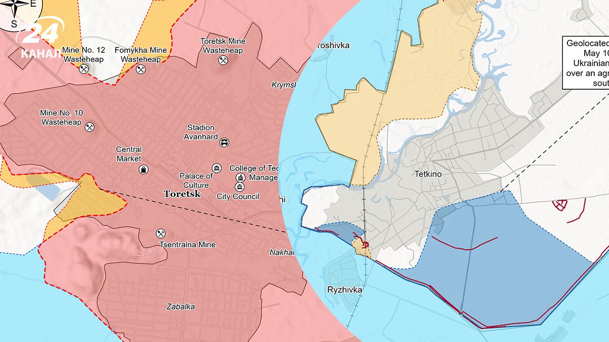 Карти бойових дій в Україні від ISW за 10 травня 2025 - є просування обох сторін - 24 Канал Карти бойових дій в Україні від ISW за 10 травня 2025 - є просування обох сторін - 24 Канал