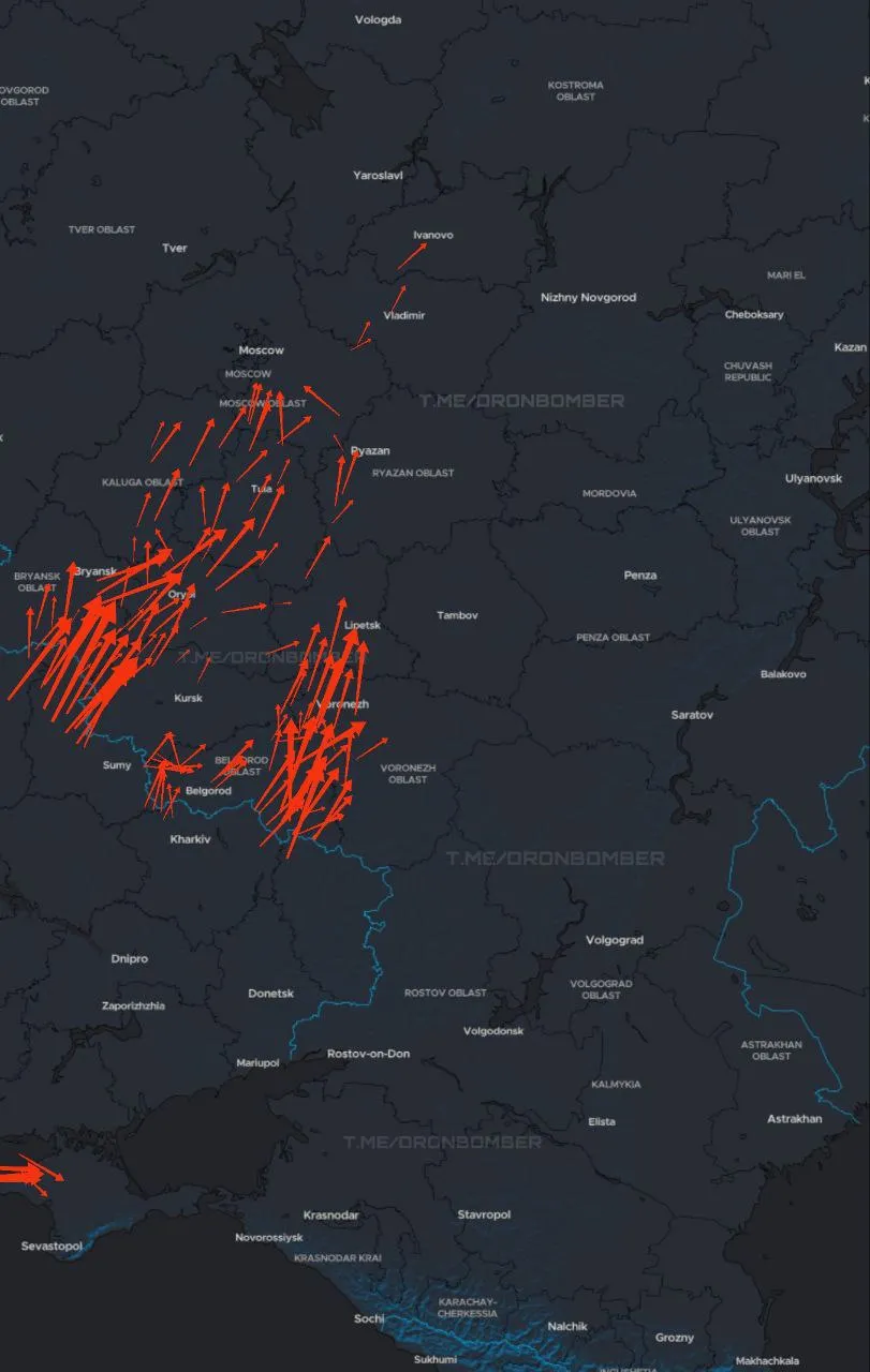 де летять дрони над Росією зараз 21.05.2025 - карта де летять дрони над Росією зараз 21.05.2025 - карта