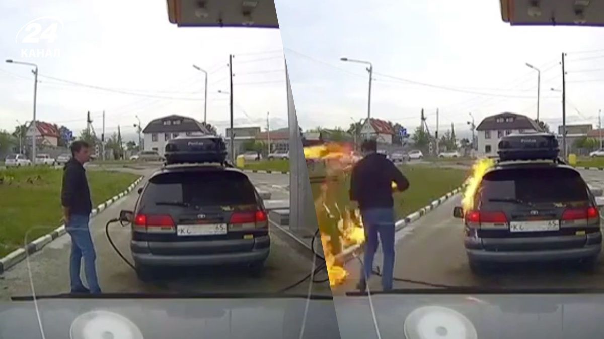 У Росії чоловік ледь не спалив заправку - як це було У Росії чоловік ледь не спалив заправку - як це було