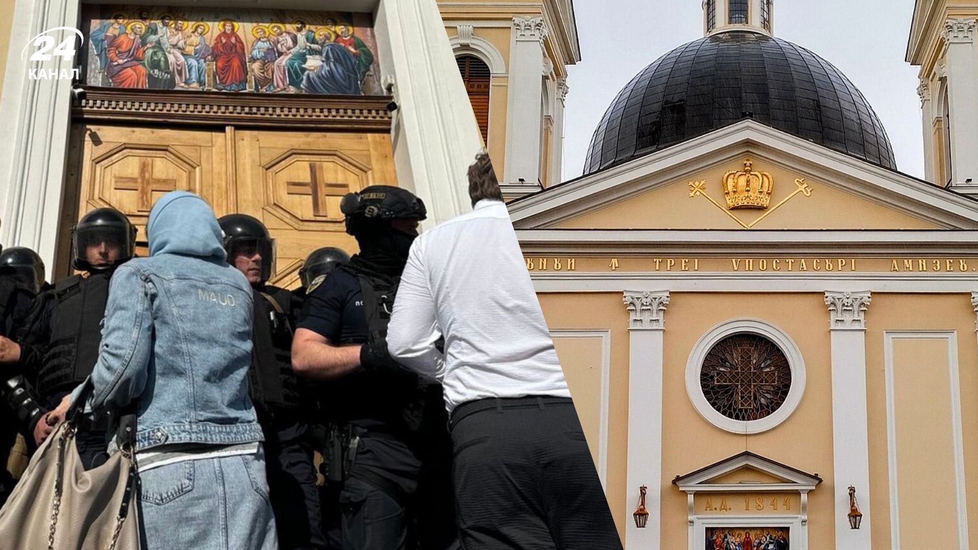 Парафіяни біля входу до Кафедрального собору у Чернівцях Парафіяни біля входу до Кафедрального собору у Чернівцях