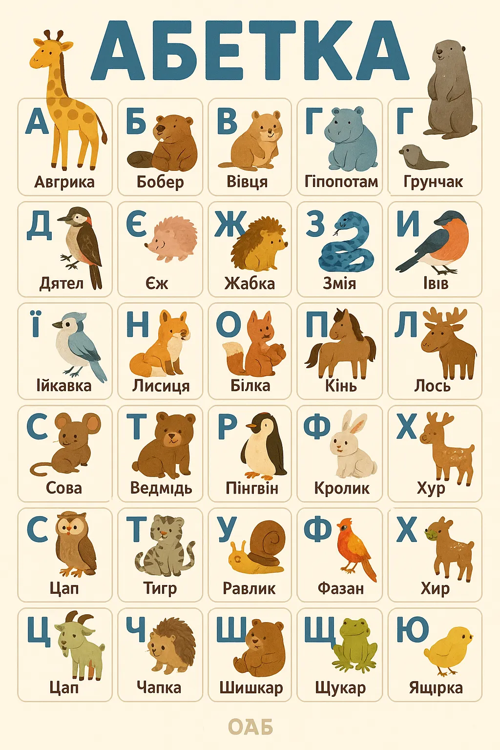 Абетка, згенерована ШІ