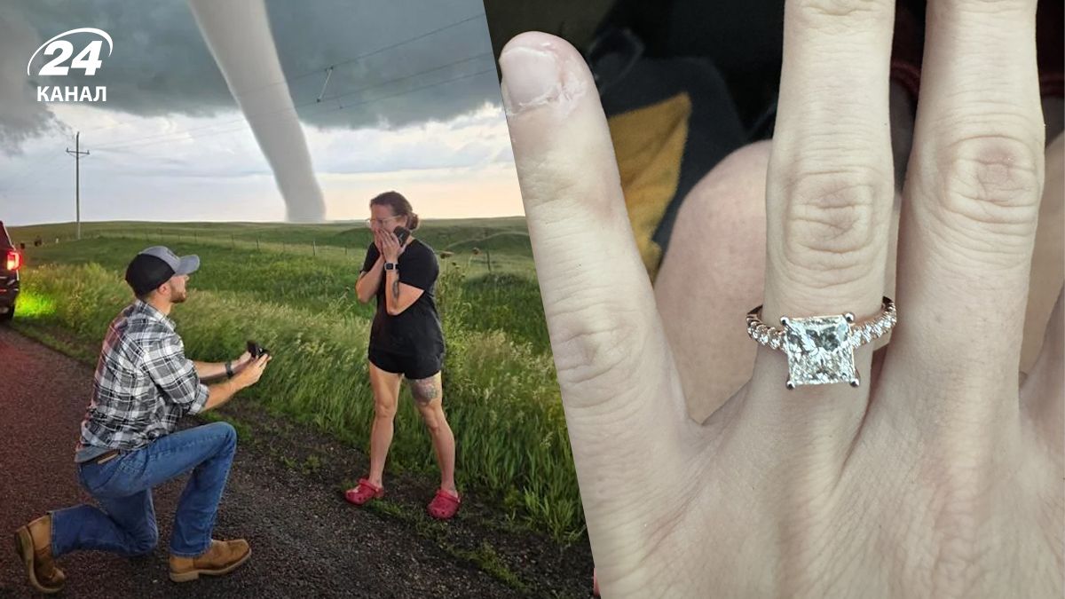 Пара обручилась во время урагана