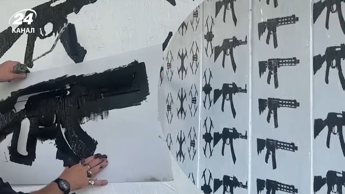 Что происходит в Харькове – художник рассказал о своей граффити-вышивке из оружия - 24 Канал Что происходит в Харькове – художник рассказал о своей граффити-вышивке из оружия - 24 Канал
