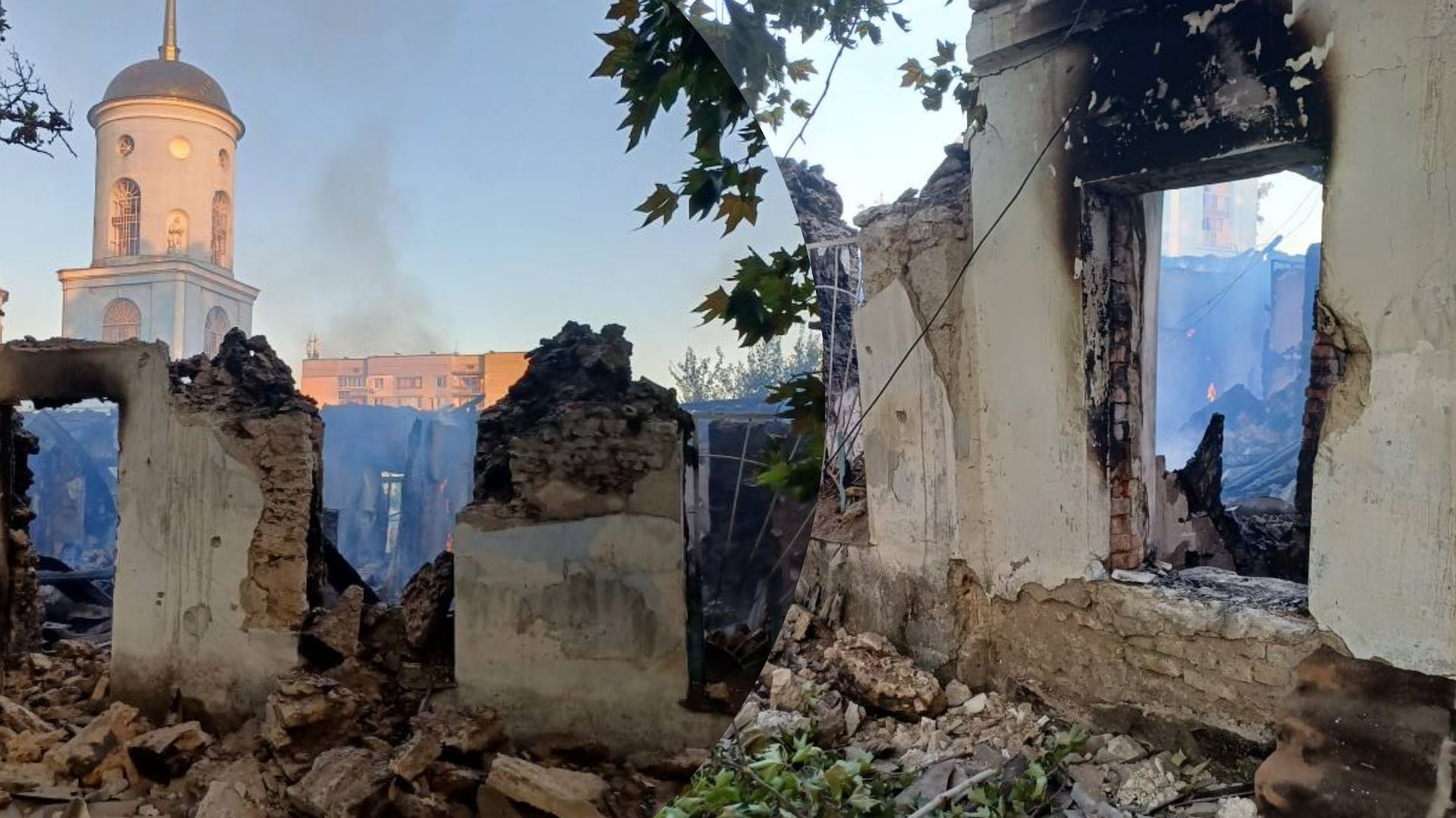 Вигоріли дерев’яні келії Російські загарбники обстріляли найстаріший храм Херсона - 24 Канал Вигоріли дерев’яні келії Російські загарбники обстріляли найстаріший храм Херсона - 24 Канал