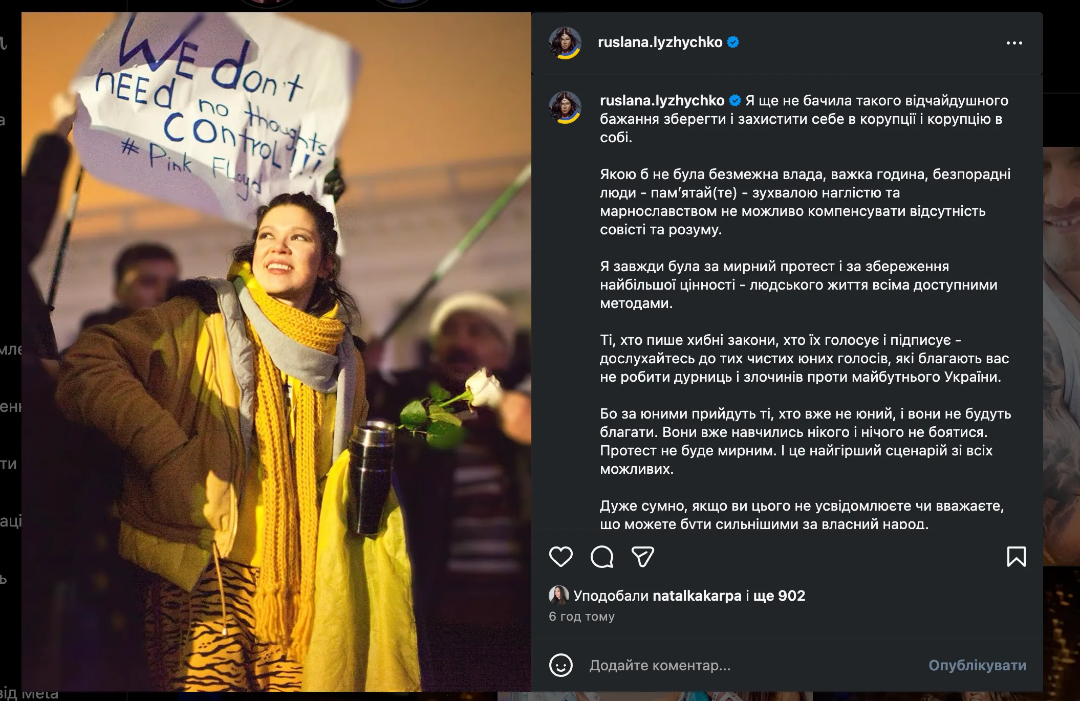 Руслана отреагировала на закон №12414