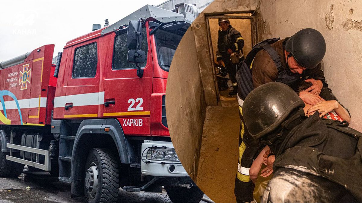 Рятувальники прикривають собою жінку під час атаки Рятувальники прикривають собою жінку під час атаки